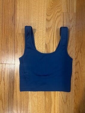 Athleta Navy Blue Ribbed Cropped Tank Top